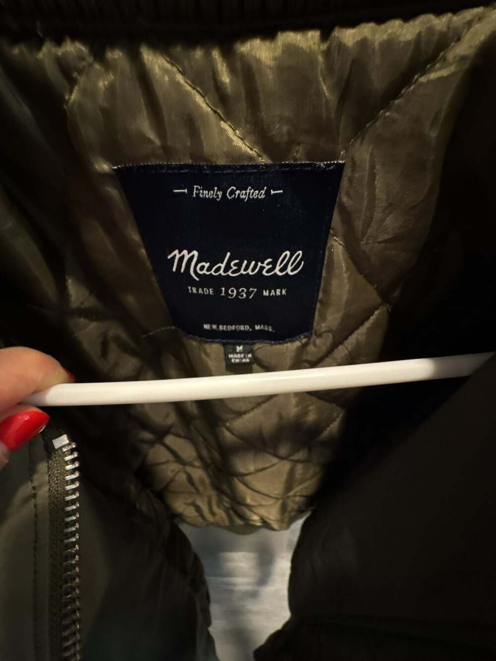 Madewell Olive Green Bomber Jacket Size M - Picture 3 of 3